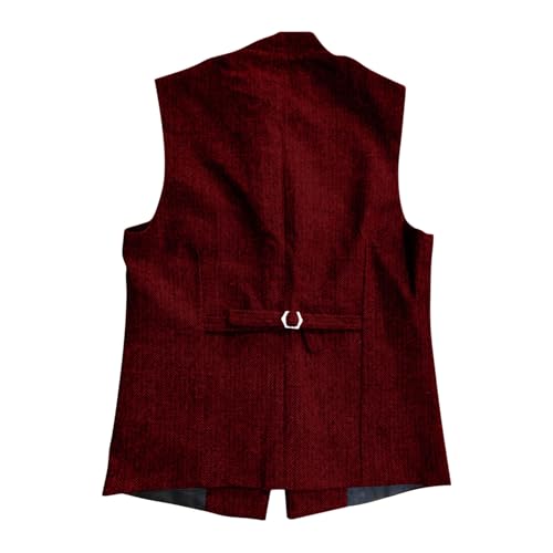 Mens Vintage Suit Vest Sleeveless Stand Collar Business Solid Vests Button Up Slim Fit Herringbone Jacket Waistcoat3