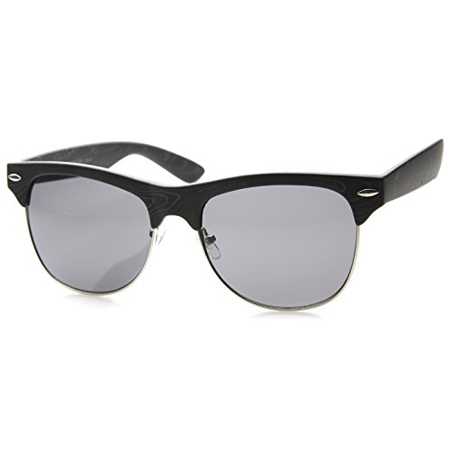 zeroUV Classic Retro Wood Printed Half Frame Horn Rimmed Sunglasses 54mm2