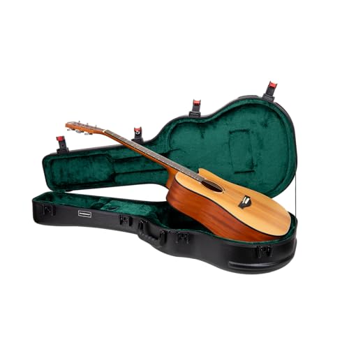 Crossrock ABS Flight Case for 12-String Acoustic Dreadnought Guitar | Black Matte Scratch-Resistant Finish, TSA Lock, Forest Green Velvet Interior – Premium Molded Shell