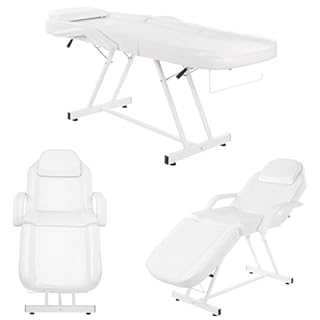 Bonnlo Table de Massage Pliante Professionnelle, lit D'esthéticienne, Table Esthetique Professionnel Faciale Polyvalente pour équipement de Salon de Beauté Spa Coiffeur (Blanc, 185x82x70 cm, Table)