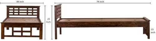 Image of AADITYA WOODS Solid Sheesham Wood Single Bed Cot Without Storage | Single Size Bed for Bedroom | Multipurpose Use Bed- Teak 5
