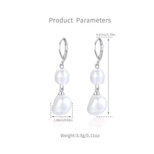 925 Sterling Silver Pearl Dangle Earrings for Women CZ Drop Hook Vintage Earrings Jewelry Birthday Gifts(DBHoop) — view 2