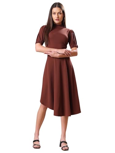 Image of PURVAJA Women's High-Low Knee Length Dress(Ruby-062-to-069)