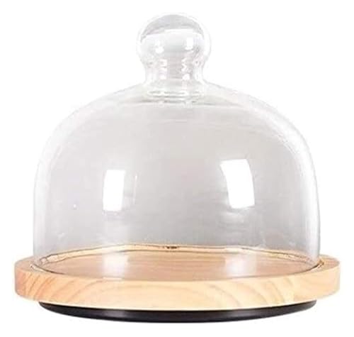 Soporte para tartas con tapa, plato de presentación de postres, tabla de quesos para bodas, fiestas y hoteles, 28,2 x 28,2 x 20,8 cm, elegante exhibición para servir golosinas