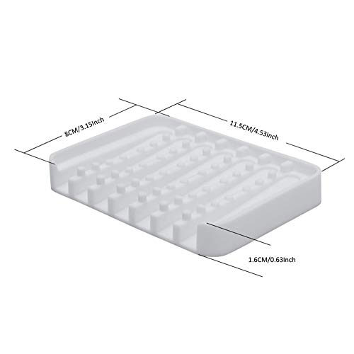 Soap Dish Holder 1Pack for Shower Waterfall Soap Holder Soap Saver Drainer Flexible Silicone Soap Tray for Bathroom Shower Kitchen Upgrade Raised Bumps Keep Soap Bars (White) - Thumbnail 2