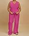 Women's Plus Size 2 Piece Blazer Outfits Sleeveless Vest Wide Leg Pantsuit 2025 Dressy Casual Work Sets Rose Red 3X