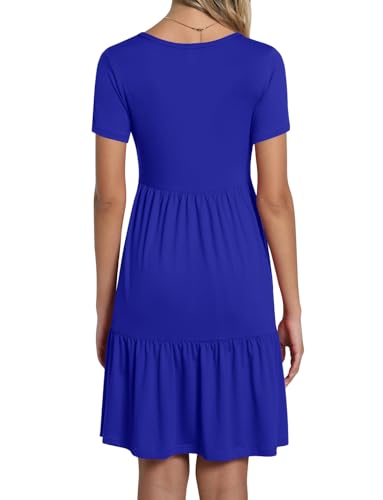Image of TAOHUADAO 2026 Summer Dresses for Women Short Sleeve Ruffle Casual Sundress with Pockets