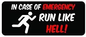 3pcs In case of emergency run like hell funny hard hat/helmet vinyl decal sticker