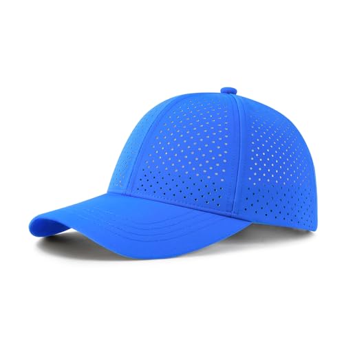 Image of FEINION Men Summer Adjustable Performance Hat Breathable Snapback Laser Perforated Mesh Baseball Cap