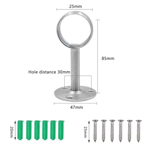 2 Stück Edelstahl Rundrohr Halterung(25mm), Gardinenstangen Halterung Set Mit Schraube, Edelstahl Kleiderschrank Stangenhalter, Stangenhalterung, zum Aufhängen Kleiderstangen, Kleiderstangensteckdosen
