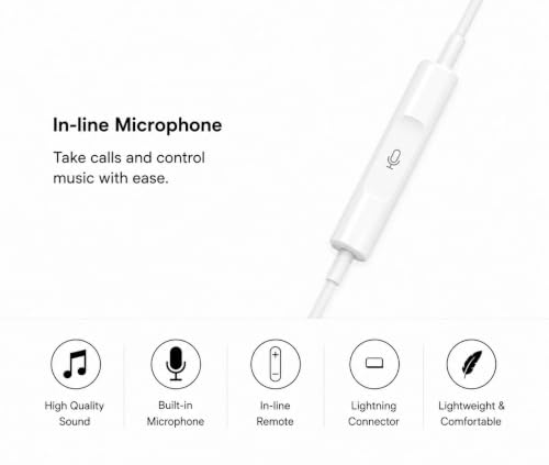 Image of Wired Lightning Connector Earphones with Microphone, White