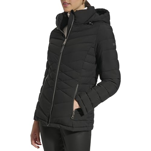 DKNY Womens Hooded Light-Weight Puffer3