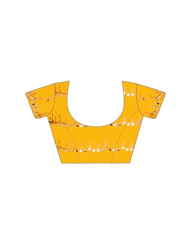 Image of SIRIL Women's Embroidery, Mirror Work, Scalloped Border Shimmer Georgette Saree With Unstitched Blouse Piece