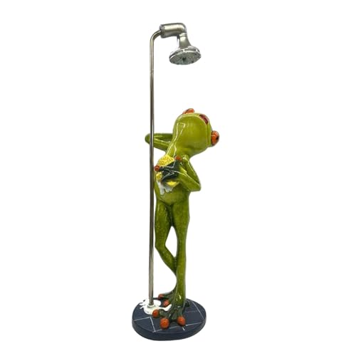 Grenouille de jardin, décoration extérieure de grenouille, Figurines de grenouille de douche artisanales en résine, Statue de grenouille de Patio, Sculpture...