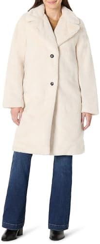 Amazon Essentials Womens Relaxed-Fit Long Faux Fur Coat with Lape...