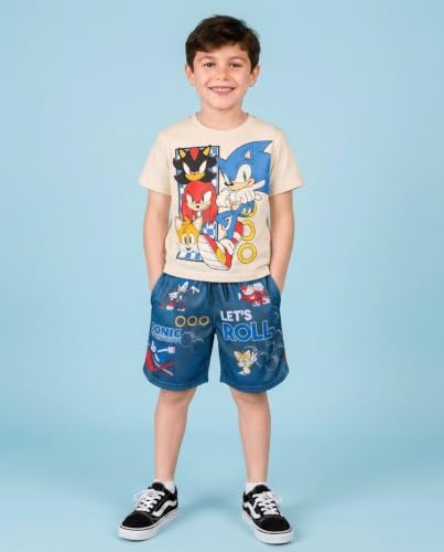 Image of SEGA Sonic the Hedgehog Athletic T-Shirt and Mesh Shorts Outfit Set Toddler to Big Kid Sizes (2T - 18-20)