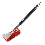 Dyna-Glo DG18GBN-D w Bristles and Stainless Steel Scraper 18' Nylon Grill Brush, Black/red