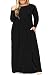 Nemidor Women Long Sleeve Loose Plain Casual Plus Size Long Maxi Dress with Pockets (Black+Sleeve, 26W)