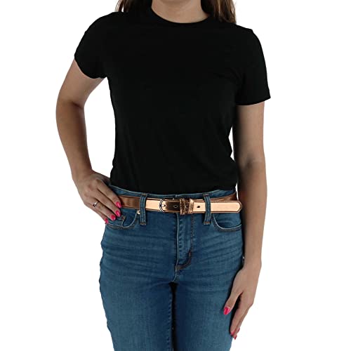 Ctm® Women's Leather 1 1/8 Inch Metallic Dress Belt, Large, Bronze #TOP2