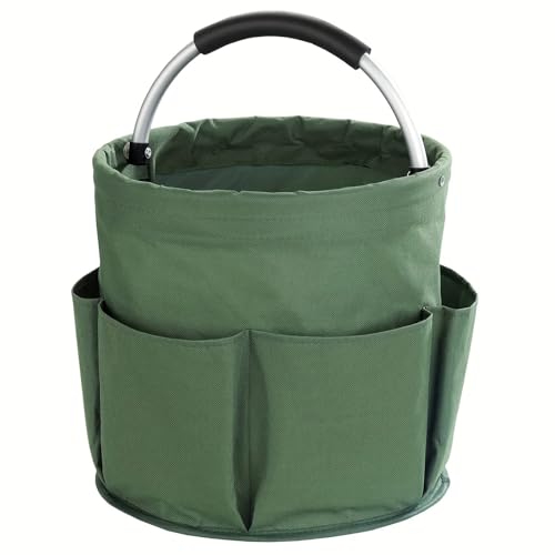 XPJYUA Bolsa Organizadorade Artículos Bolsa organizadora de herramientas tela Oxford 600D (1 unidad) - Cesta almacenamiento con 6 compartimentos y un compartimento central grande(Green)