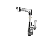 Robinet d'évier de salle de bain rétractable avec fonction de levage : double pulvérisation, alliage de cuivre renforcé, noyau de valve en céramique