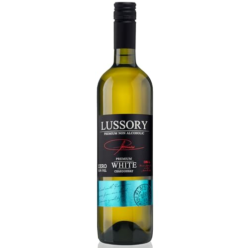 Lussory Premium Chardonnay Alcohol Removed 0.0% Dealcoholized Non Alcoholic White Wine From Spain, Low Calories, Low Sugar, Halal Certified (750ml, 1 Bottle)