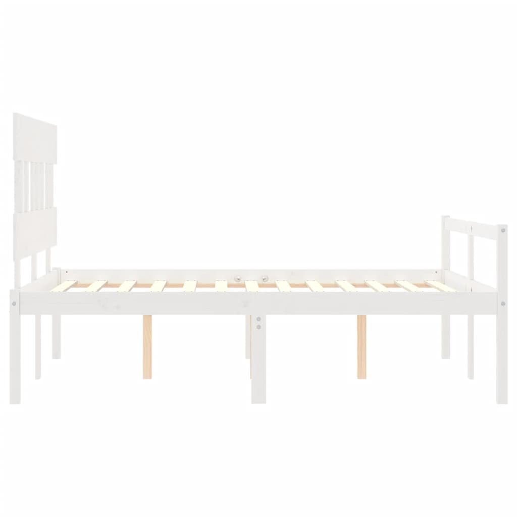 Białe łóżko z litego drewna sosnowego, małe, podwójne, 4FT