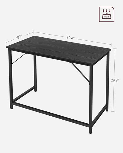 VASAGLE Computer Desk, Office Work Desk, 39.4 x 19.7 x 29.9 Inches, for Study, Bedroom, Home Office, Living Room, Ebony Black and Ink Black ULWD041B56