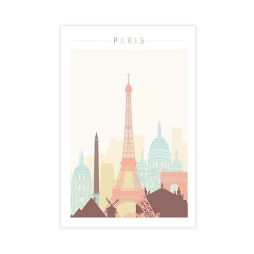 Tableau Paris paysage urbain moderne toile murale 60x90 cm salon et chambre