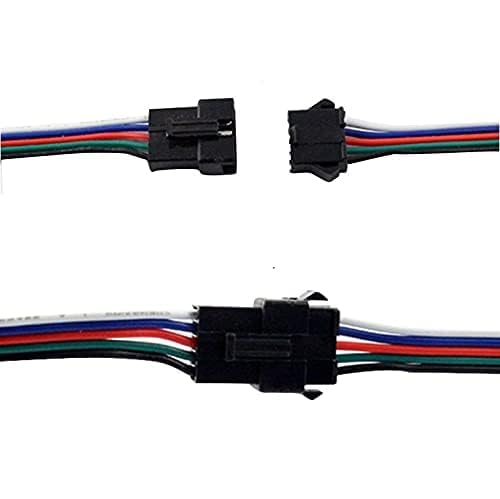 Image of 4 Pin JST SM Locking Type Connector Cable - 5 Sets (10 Pcs) Male and Female Plug with 4-Wire 115mm Cable, 2.54mm Pitch, 22 AWG for Ardino, Sensors & LED Lighting