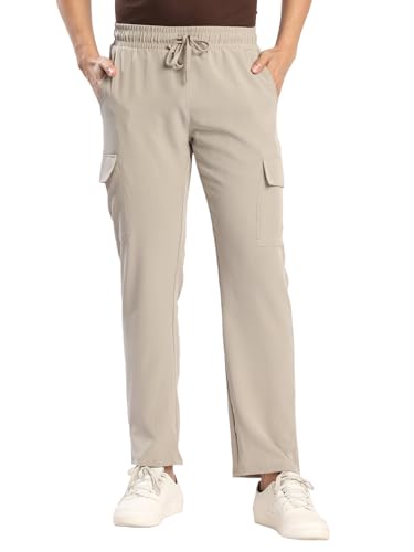 Image of BENE KLEED Men's Solid Polyester Cargo Trousers | Classic Style | Full Length | Straight Fit