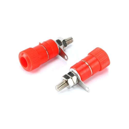 BARRINS Power Junction Post Connectors 2Pcs 4mm Binding Post Nut Jack Connector(2pcs red)