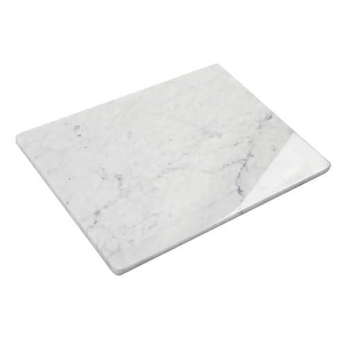 Soulscrafts Italian Carrara White Marble Cutting Board For Kitchen 16x12 Inch Stone Pastry Board With Non-Slip Feet For Baking, Cheese, Charcuterie, Chocolate