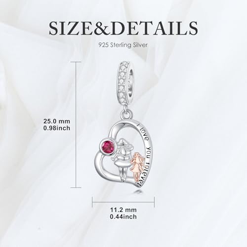 Image of PROESS Father Mother Daughter Charm fit Charms Bracelet Sterling Silver Charms for Bracelets Birthday Valentines Day Gifts for Daughter Mother Lover