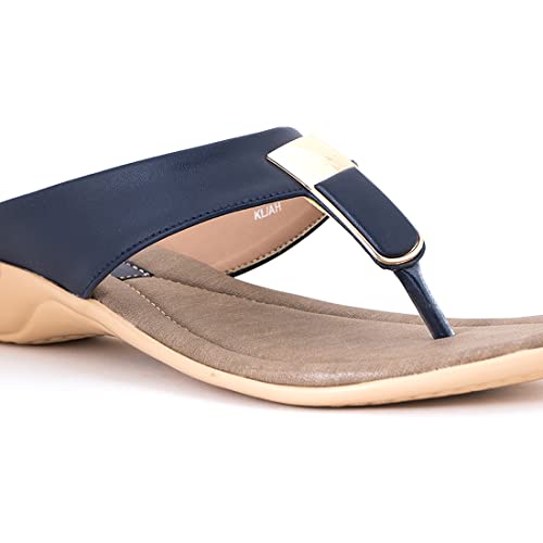 Image of Khadim's Synthetic Leather PVC Sole Navy Slip-On Flats for Women - Size UK 10