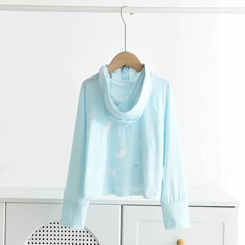 Kids Sun Hoodies Cute Bear Print Zip-Up Cooling Shirts Girls Boys UPF50+ Sun Protection Loose Hooded Jacket for 3-14 Years4