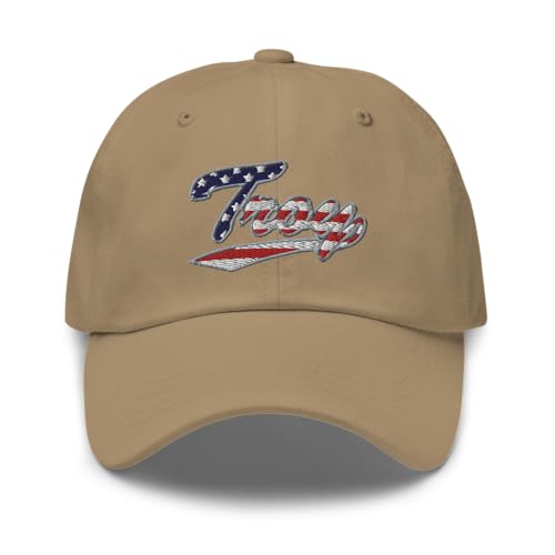 Troy University Classic Dad Hat - Premium Chino Cotton Twill Cap (Design #6, Khaki)