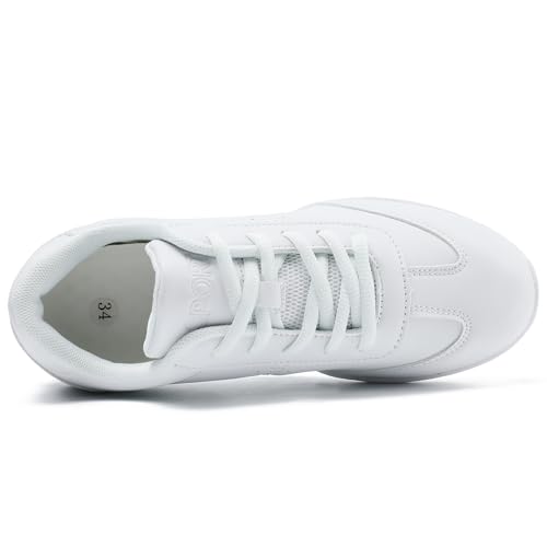 Image of Youth Cheer Shoes Girls White Cheerleading Shoes Dance Athletic Training Breathable Fabric Dancing Lightweight Competition Comfortable Sport Kids Girls Cheer Sneakers