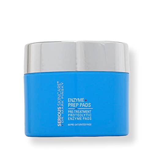 Serious Skincare - Dr. Mark Pinsky Proteolytic Enzyme+ Prep Pads - Pre Treatment - Detoxify Skin & Pores - Willow Bark Extract - 60 Pre-Saturated Disc - Face & Neck