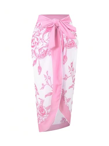 Image of SHENHE Girl's Floral One Piece Swimsuit with Cover Up Sarong Wrap Tie Bow Cute Bathing Suits