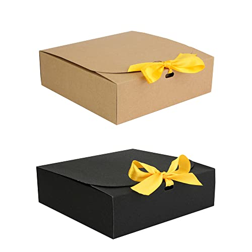 Boite kraft marron 24x24x5cm grand format pour emballage cadeau carré réutilisable