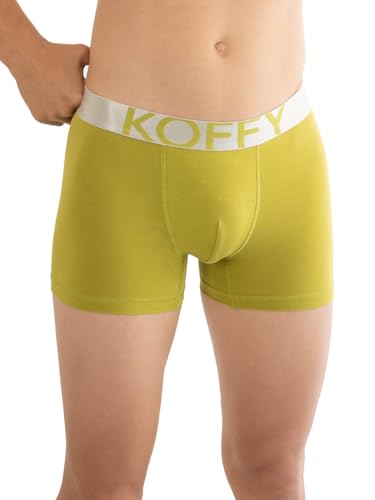 Image of KOFFY Men's Malleable Cotton Lycra Long Trunk with Minus Cutting Pouch and Moisture Wicking Properties