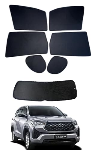 Image of Premium Car Sunshade Fix Type Non-Magnetic Curtain with Rear Dicky Curtain Set of 7pc for Innova HyCross