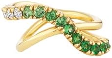 14K Diamond and Tsavorite Ombre Criss Cross Ring