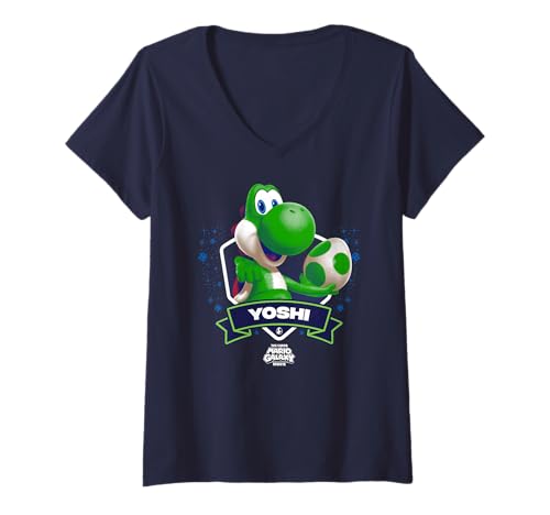 Donna The Super Mario Galaxy Movie Yoshi Champion Maglietta con Collo a V