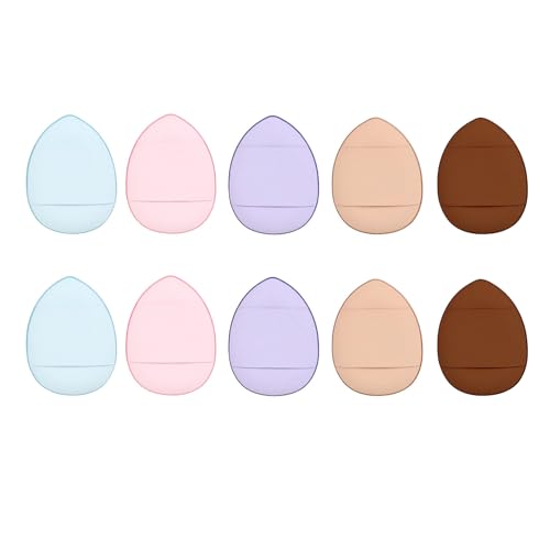 GGUFAY - 10 miniborlas para polvos, esponjas de maquillaje para dedos, para base, corrector, polvos sueltos y rubor, herramientas de maquillaje en seco y húmedo.