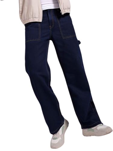 Image of The Indian Garage Co Men Baggy Solid Mid-Rise Stretchable Jeans