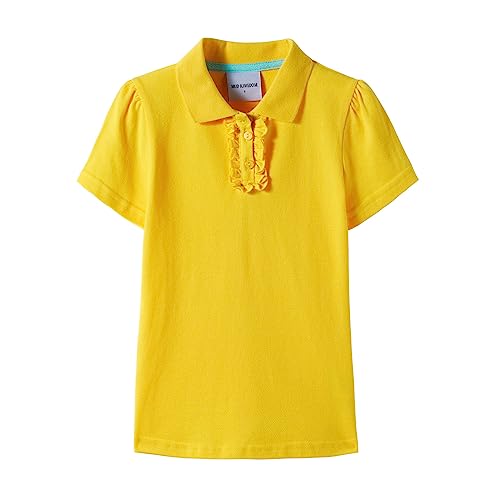 Image of Mud Kingdom Girls Short Sleeve Ruffle Pique Polo Uniform Top Stretch Lightweight