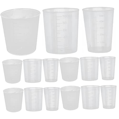 KICHOUSE Set of 50 Measuring Cups Lab Specimen Containers Graduated for Mixing Transparent Storage Cups 100ml to 200ml
