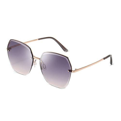Lunettes de soleil rétro grande monture femme protection UV verres nylon dégradé sans cadre